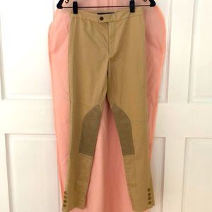RALPH LAUREN SPORT Khaki Jodphur Pant. Suede patch